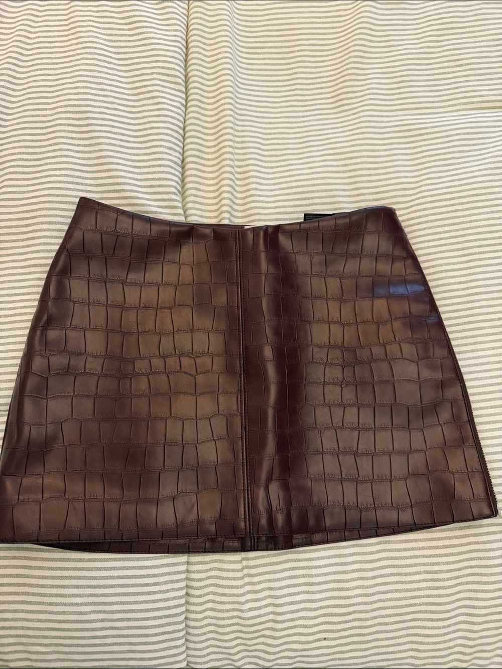 H&M Dark Brown Faux Croc Mini Skirt